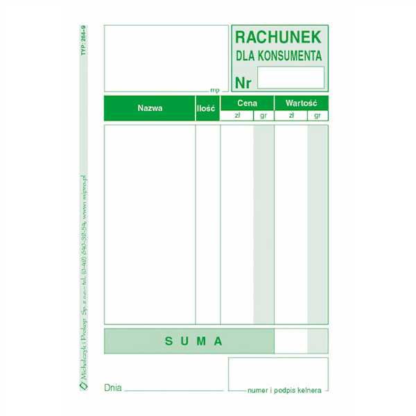 RACHUNEK DLA KONSUMENTA A7 264-9