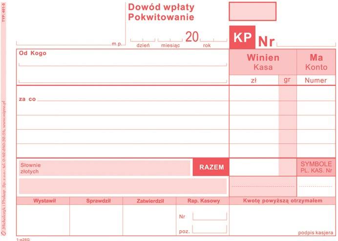 KP DOWÓD WPŁATY A6 401-5
