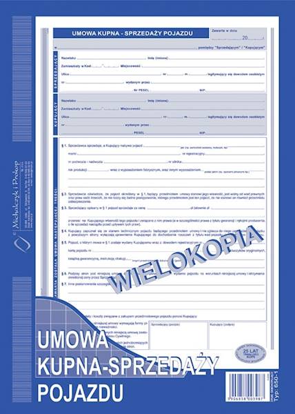 UMOWA KUPNA-SPRZEDAŻY POJAZDU (WIEL) 650-1