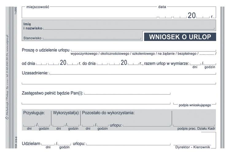WNIOSEK O URLOP A6 515-5