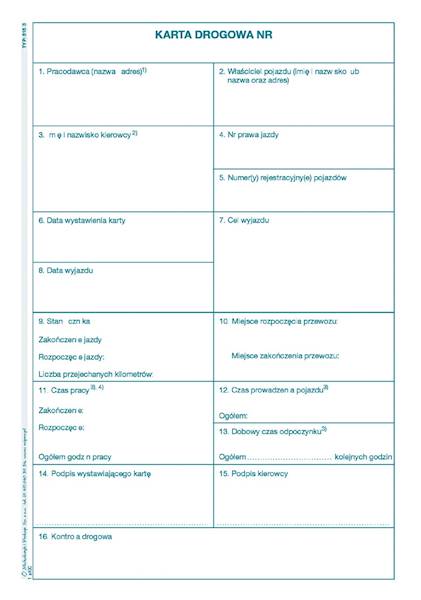 KARTA DROGOWA A5 NUMEROWANA 815-3N