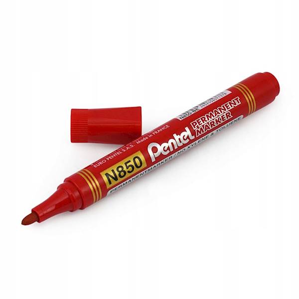 Marker permanentny N850 okrągła końc. czerwony, Pe