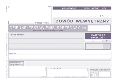 DZIENNE ZEST.SPRZED NIEUDOKUMENT A6 K15