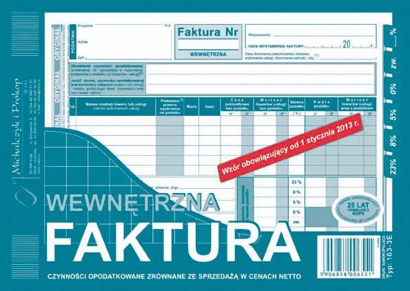 FAKTURA - WEWNĘTRZNA  A5 163-3E