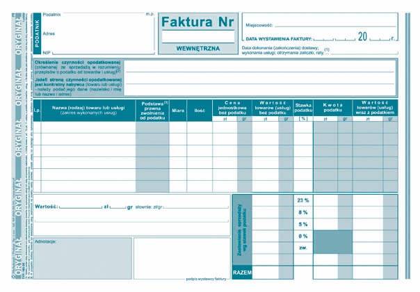 FAKTURA - WEWNĘTRZNA  A5 163-3E