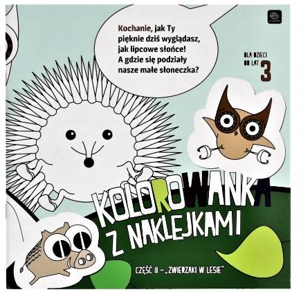 KOLOOROWANKA 21X21 Z NAKLEJKAMI ZWIERZ W LESIE