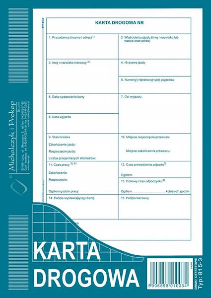 KARTA DROGOWA A5 815-3