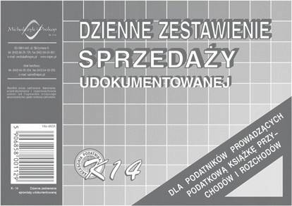 DZIENNE ZESTAWIENIE SPRZEDAŻY UDOKUMENTOW. K14
