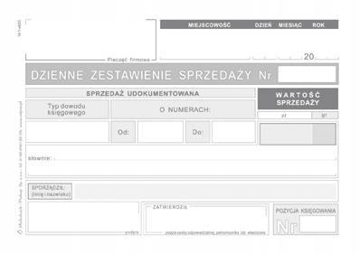 DZIENNE ZESTAWIENIE SPRZEDAŻY UDOKUMENTOW. K14