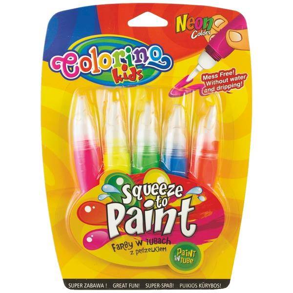 Farby w tubach z pędzelkiem neonowe 5-kol., Colori