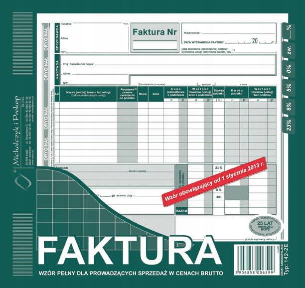 FAKTURA VAT 2/3 A4 BRUTTO 142-2E