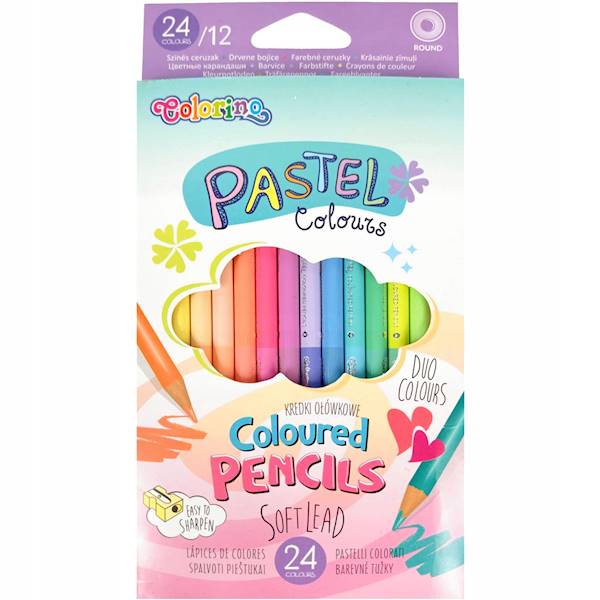87737PTR KIDS KREDKI OŁÓWKOWE OKRĄGŁE DWUKOLOROWE 