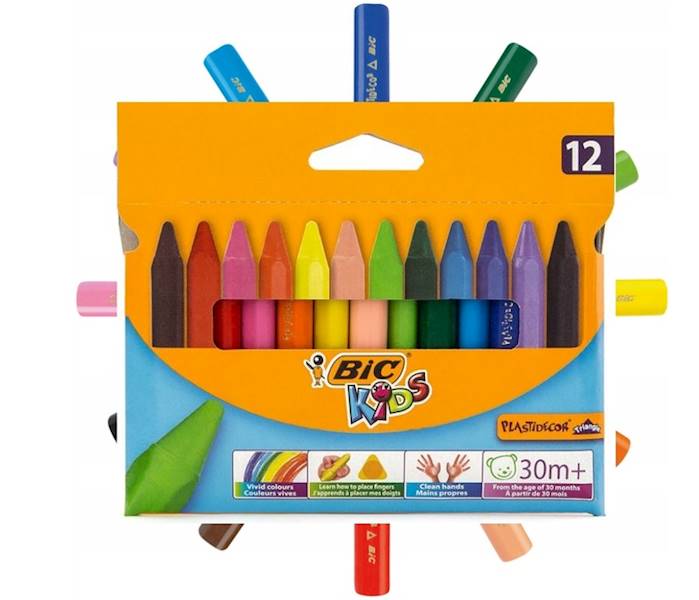 Kredki świecowe 12-kol. Plastidecor Triangle, BiC