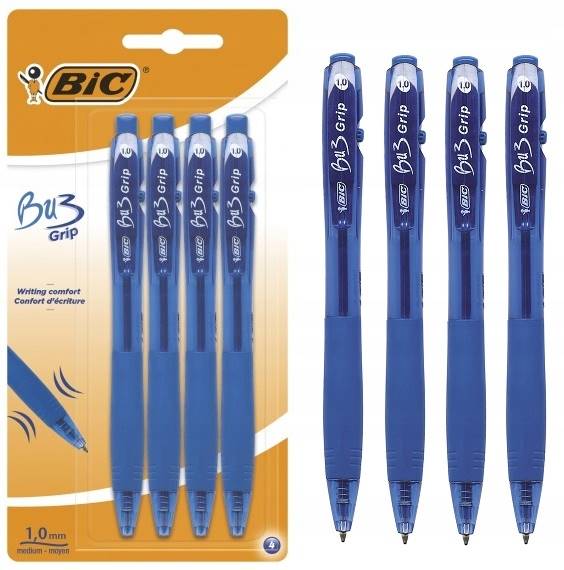 BIC 922577 DŁUGOPIS BU3 GRIP NIEB BL4 /396/
