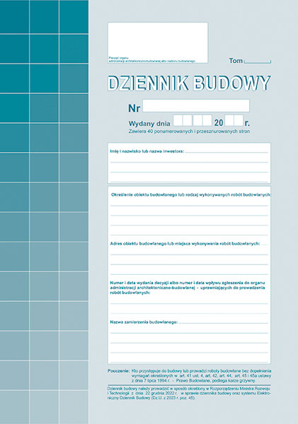 DZIENNIK BUDOWY A4 603-1z