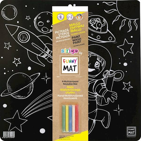 STRIGO FUNNY MAT BLACK - SPACE 40X40 cm + KREDA