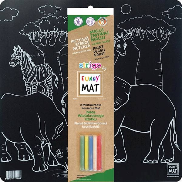 STRIGO FUNNY MAT BLACK - SAFARI 40X40 cm + KREDA