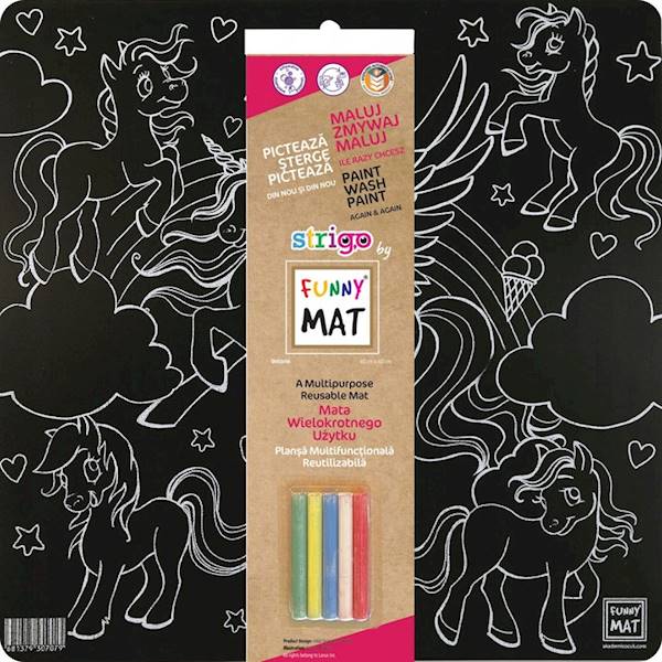 STRIGO FUNNY MAT  BLACK - UNICORNS  40x40 cm + KRE