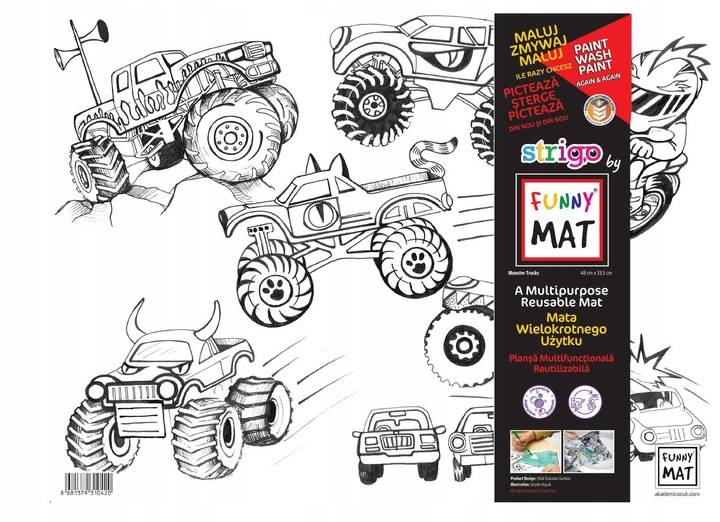 STRIGO FUNNY MAT TRANSPARENT - MONSTER TRUCKS 48x3