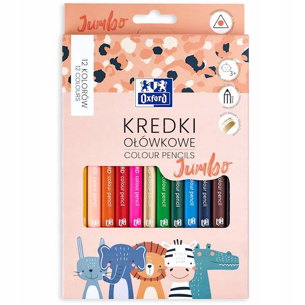 KREDKI OŁÓWKOWE OXFORD KIDS JUMBO 12 KOL 400174529