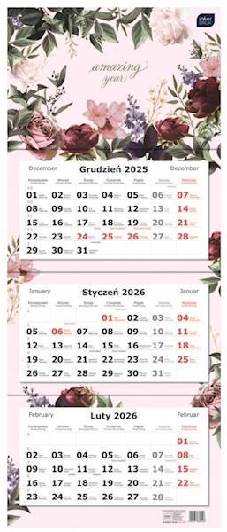 KALENDARZ TRÓJDZIELNY  82,5X34CM KWIATY 26