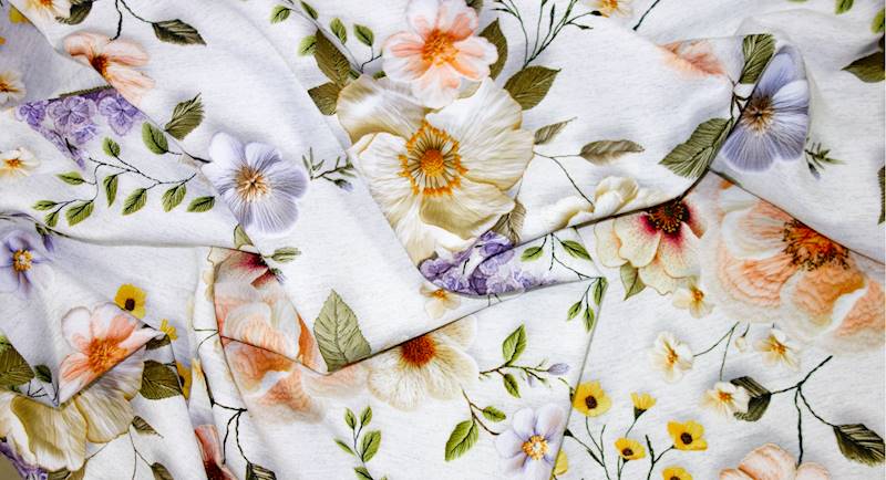 Tkanina obrusowa kwiaty efekt 3D