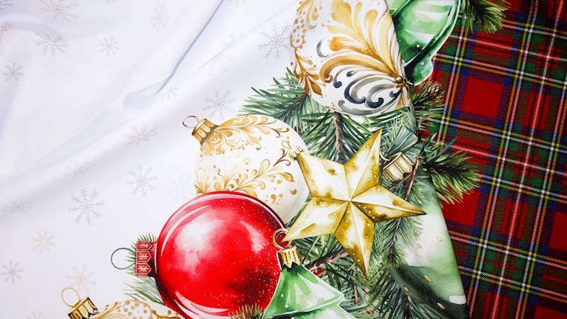 Tkanina obrusowa krajka z kratą