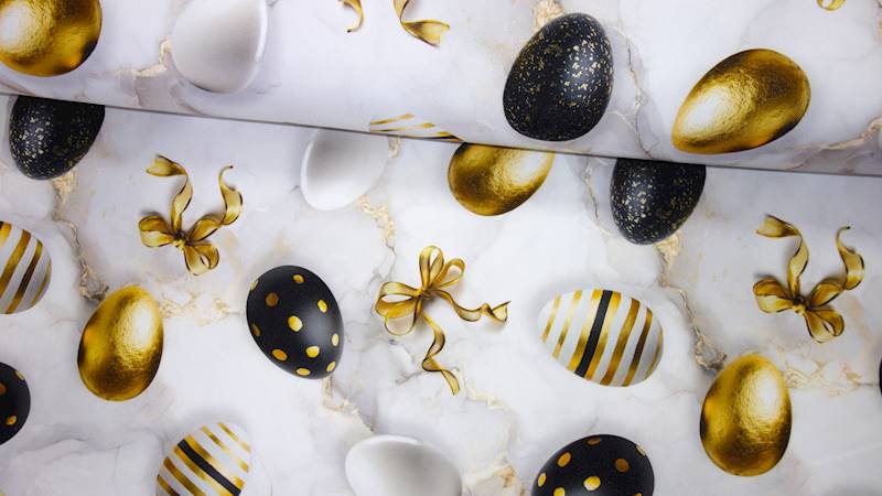 Wielkanoc pisanki złoto-czarne obrusowe