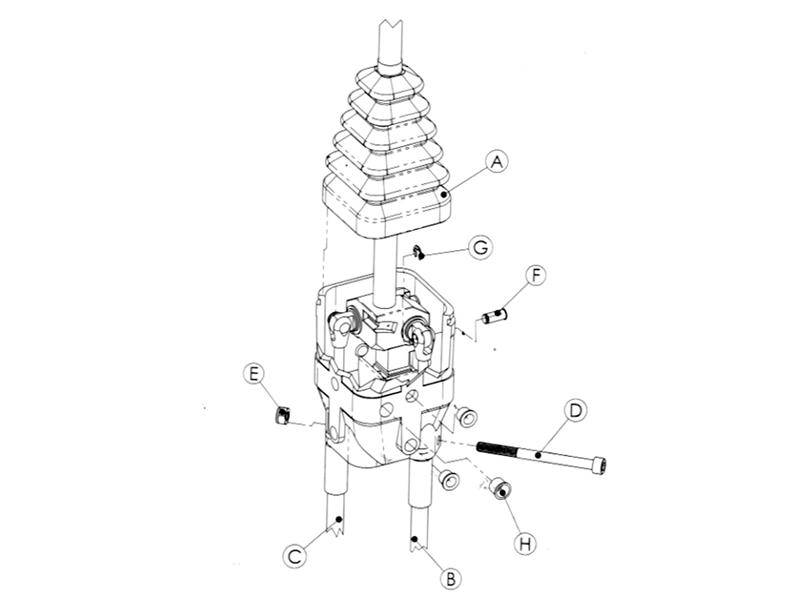 Joystick 2 sekcje bez przycisku na widełki INDEMAR