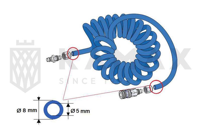 Wąż spiralny poliuretanowy do powietrza 5x8-10mb