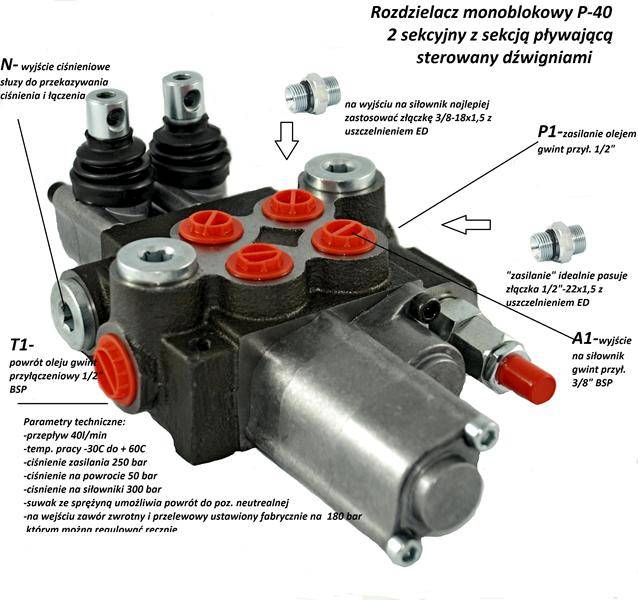 Rozdzielacz P40 2 sekc. + 1 SP Z 3-ZATRZ VOLOMATIC