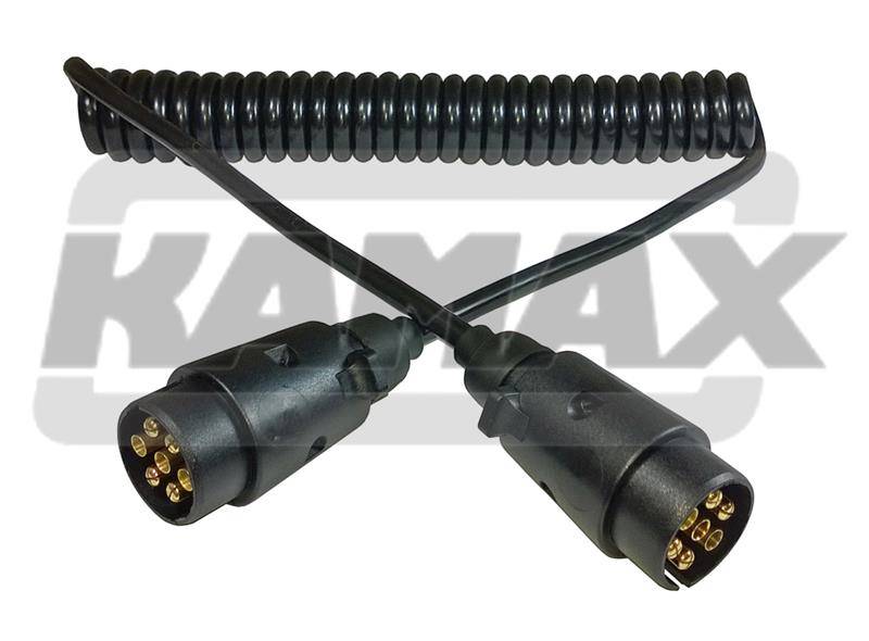 Przewód spiralny elektr. 7pin 12V z wtyczkami 5,0m