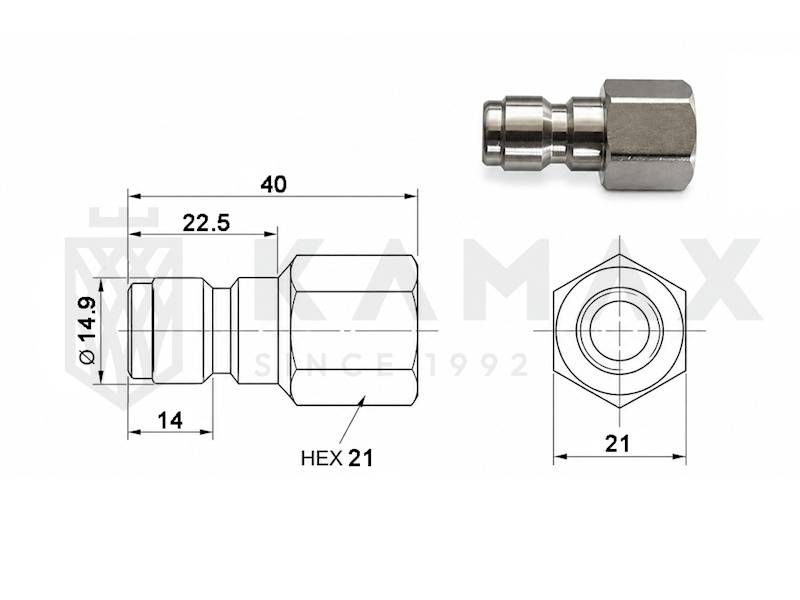Wtyk szybkozłącza do myjki G3/8" INOX 