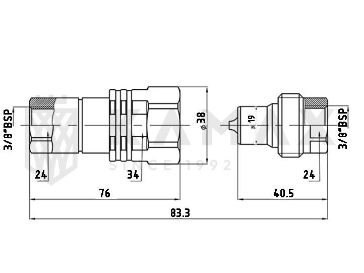 Wtyczka skręcana 3/8"BSP (MERLO)