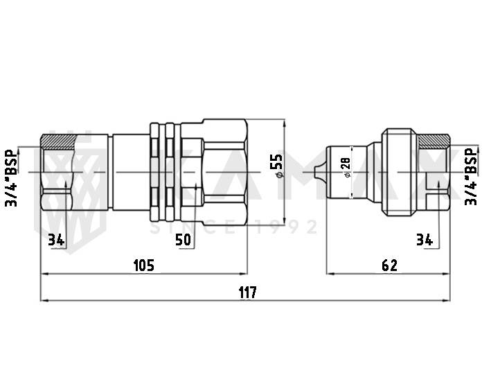 Wtyczka skręcana 3/4"BSP (MERLO)