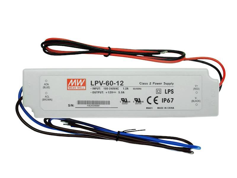 LPV-60-12 Zasilacz LED 12Vdc 5A IP67 MEAN WELL