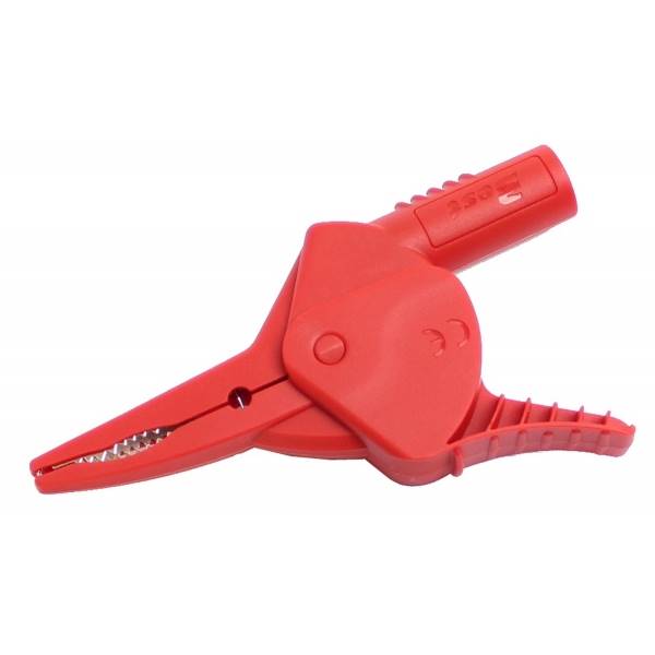 Krokodylek, gn.4mm, 20A, 600V, CAT IV, czerwony
