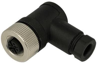 M12 Gniazdo; 4pin; kątowy; śrubowy; 0,25mm2 
