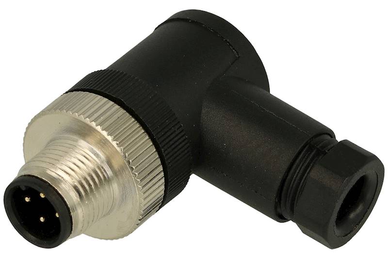 M12 Wtyk; 4pin; kątowy; śrubowy; 0,25mm2