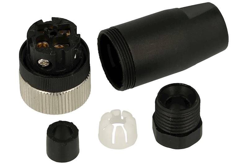 M12 Gniazdo; 4pin; prosty; śrubowy; 0,25mm2 