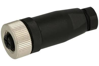 M12 Gniazdo; 4pin; prosty; śrubowy; 0,25mm2 
