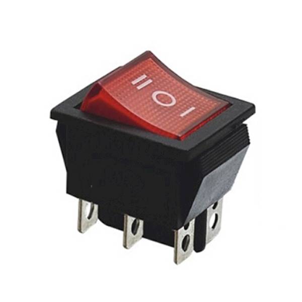 Przełącznik KCD4 ON-OFF-ON 6pin czerwony