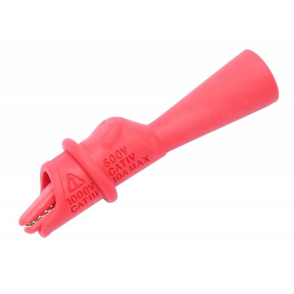 Krokodylek , gn.2mm, CAT IV, 600V, 10A, czerwony