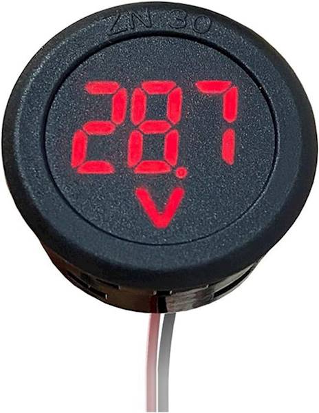 Woltomierz panelowy 4,5-100Vdc okrągły czerwony