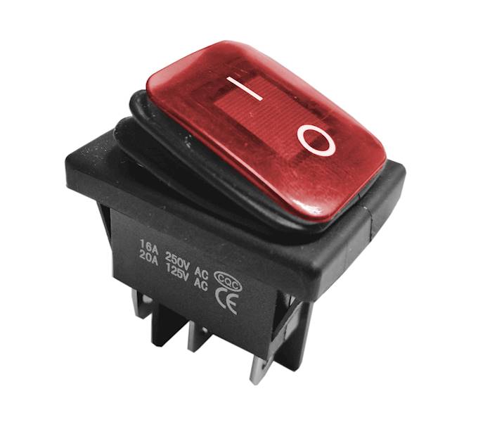 Przełącznik KCD4 ON-ON 16A IP65 6pin czerwony