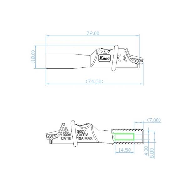 Krokodylek , gn.4mm, CAT IV, 600V, 10A, czarny