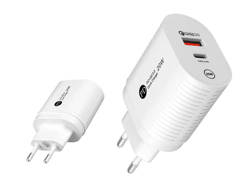 Ładowarka USB-A + USB-C 5-12V 20W Quick Charge