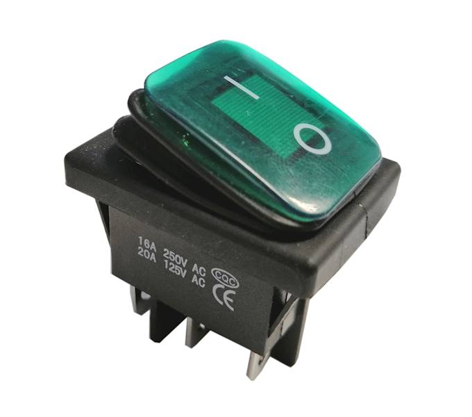 Przełącznik KCD4 ON-ON 16A IP65 6pin zielony