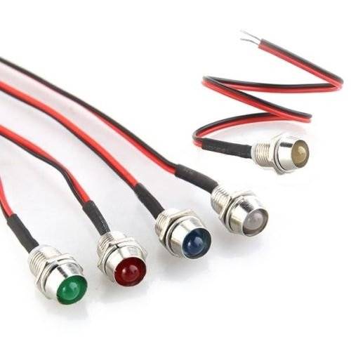 Kontrolka 12Vdc 5mm czerwona, oprawka metalowa