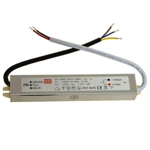 Zasilacz LED 12V 20W IP67 181×29×21